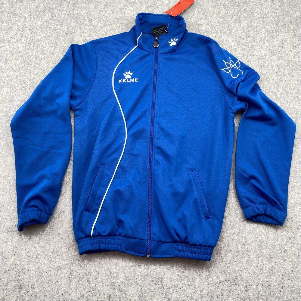 Kelme Jacket Kids Medium 10-12 Blue Track Full Zip Paw Logo Sports Soccer